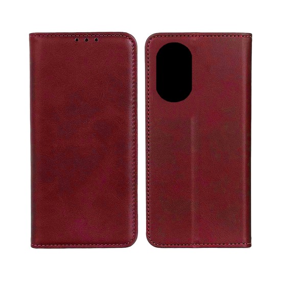 Capa Flip de Couro com Bolso Interno para Oppo A38 Vermelho